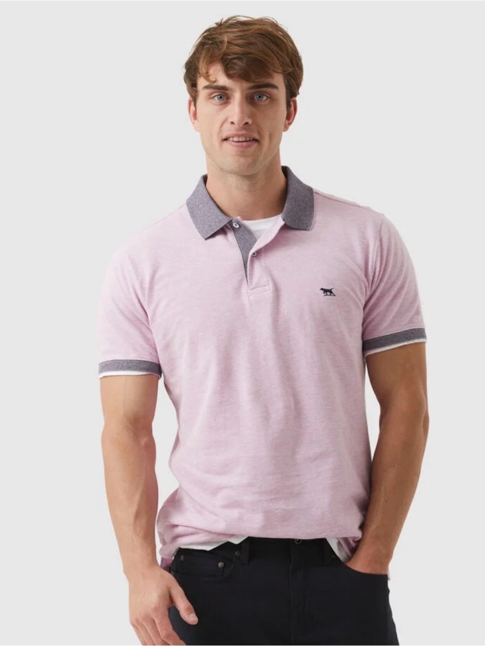 Rodd & Gunn New Haven Sports Fit Polo in Pink with Navy Accent